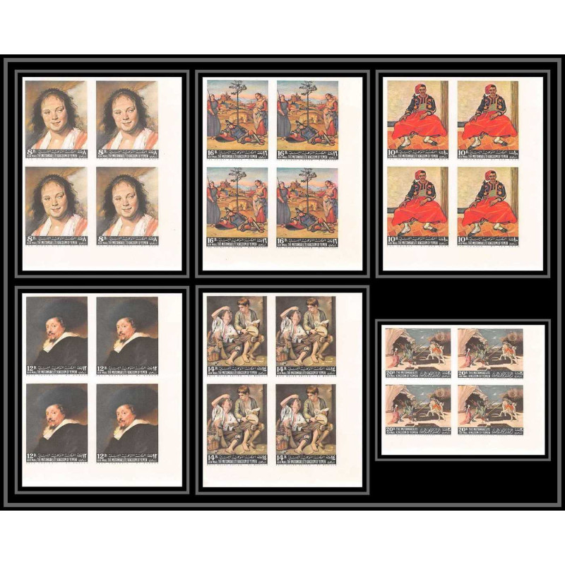 514c Yemen kingdom MNH ** N° 290 / 295 B Tableau (Painting) non dentelé (Imperf) van gogh rubens bloc 4