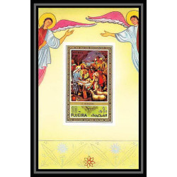 522 Fujeira MNH ** Bloc N° 75 B noel 1971 christmas Tableau painting nativity of jesus christ non dentelé (Imperf)