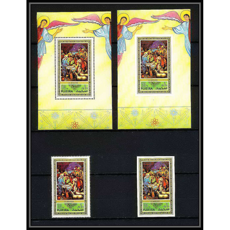 522a Fujeira MNH ** Bloc N° 75 A / B noel 1971 christmas Tableau painting nativity of jesus christ 