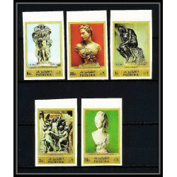 526b Fujeira MNH ** N° 846 / 850 B sculptures rodin michelangelo carpeaux non dentelé (Imperf)