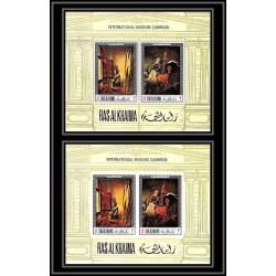 530a Ras Al Khaima MNH ** Bloc N° 43 A / B tableaux paintings vermeer Rembrandt (Nederland) non dentelé (Imperf)