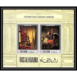 530a Ras Al Khaima MNH ** Bloc N° 43 A / B tableaux paintings vermeer Rembrandt (Nederland) non dentelé (Imperf)