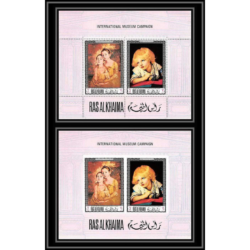 532 Ras Al Khaima MNH ** Bloc N° 44 A /B Tableau (Painting) Thomas Gainsborough greuze Non dentelé imperf