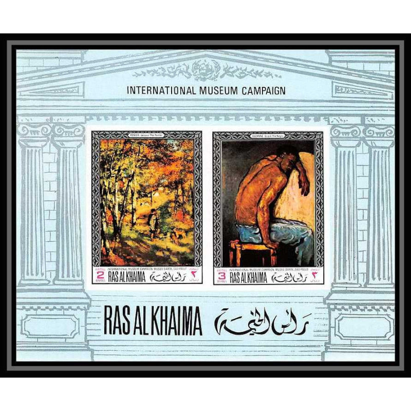 532a Ras Al Khaima MNH ** Bloc N° 45 B Tableau (Painting) Auguste Renoir cezanne non dentelé (Imperf)