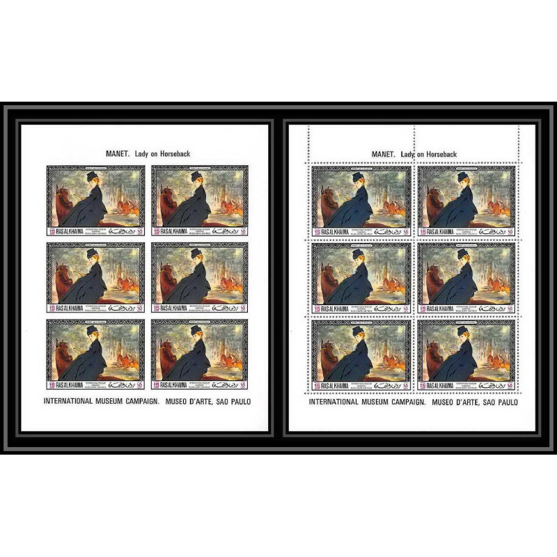 533 Ras Al Khaima MNH ** N° 230 A / B Édouard Manet peinture (painting) feuilles sheets non dentelé (Imperf)