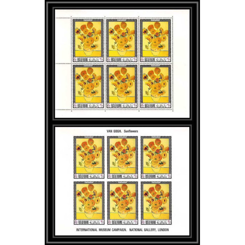 533d Ras Al Khaima MNH ** N° 243 A / B Vincent van Gogh peinture (painting) feuilles sheets non dentelé (Imperf)