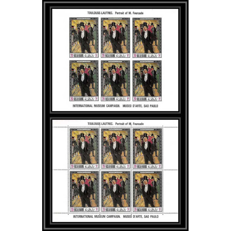 533i Ras Al Khaima MNH ** N° 237 A / B Toulouse-Lautrec (painting) feuilles sheets non dentelé (Imperf)
