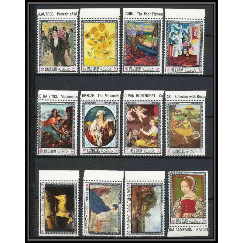 533l Ras Al Khaima MNH ** N° 229 / 244 A Tableau (Painting) 12 valeurs van gogh - matisse degas Paul Gauguin