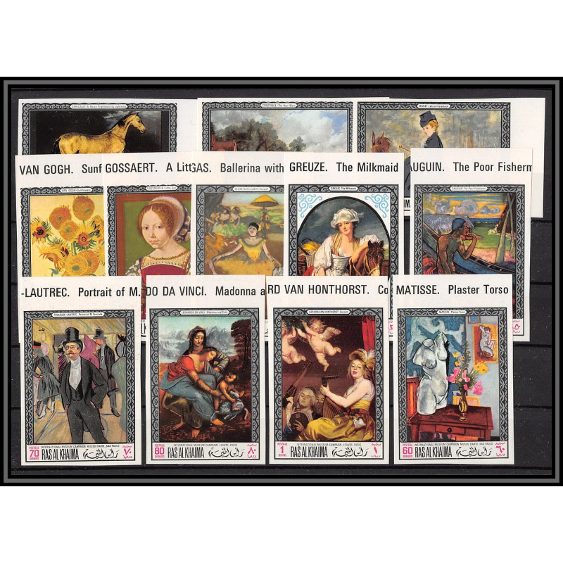 533m Ras Al Khaima MNH ** N° 229 / 244 B non dentelé (Imperf) Tableau (Painting) 12 valeurs van gogh 