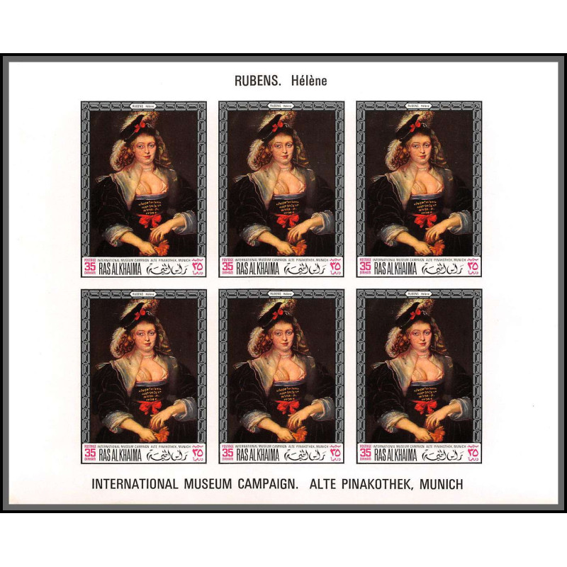 533zz Ras Al Khaima MNH ** N°233 B rubens helene feuille sheet non dentelé (Imperf) Tableau (Painting)