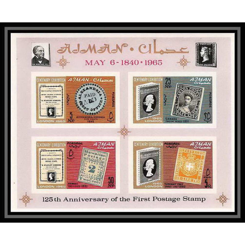 536 Ajman MNH ** bloc N° 4 B Postage stamp exhibition London 1965 (londres) non dentelé (Imperf)