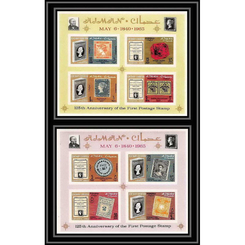 536b Ajman MNH ** Blocs N° 3 / 4 B non dentelé (Imperf) Postage stamp exhibition London 1965 (londres) 