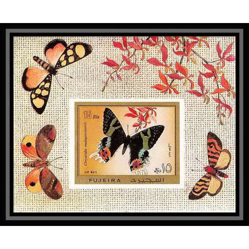 541 Fujeira MNH ** Bloc N° 79 B papillons (butterflies papillon) non dentelé (Imperf)