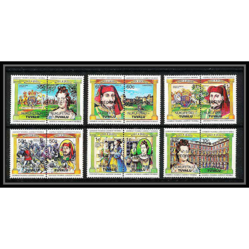 588 Nukufetau tuvalu MNH ** 1984 SC 14-19 (Mi 11-22) Leaders of The World, Kings and Queens Overprint specimen Proof