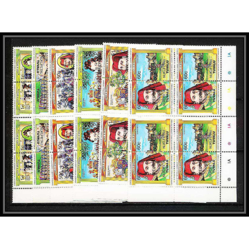 588a Nukufetau tuvalu MNH ** 1984 SC 14-19 (Mi 11-22) Bloc 4 Kings and Queens Overprint specimen Proof