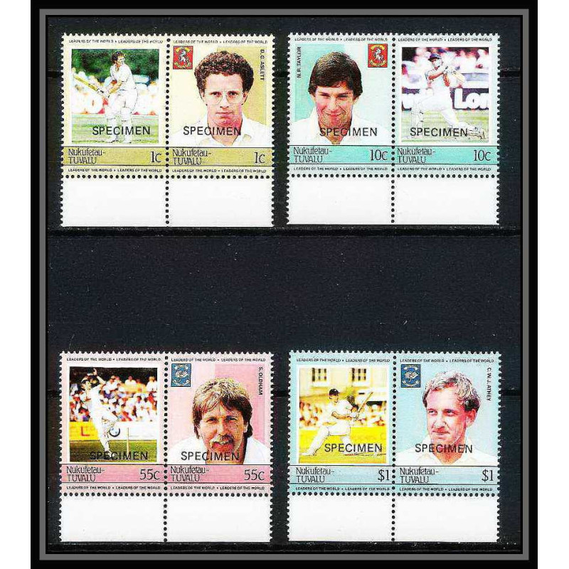 589a Nukufetau tuvalu MNH ** 1985 Mi 23-30 Sc Mi 23-30 Sc 20 / 23 Cricket Set Overprint specimen Proof
