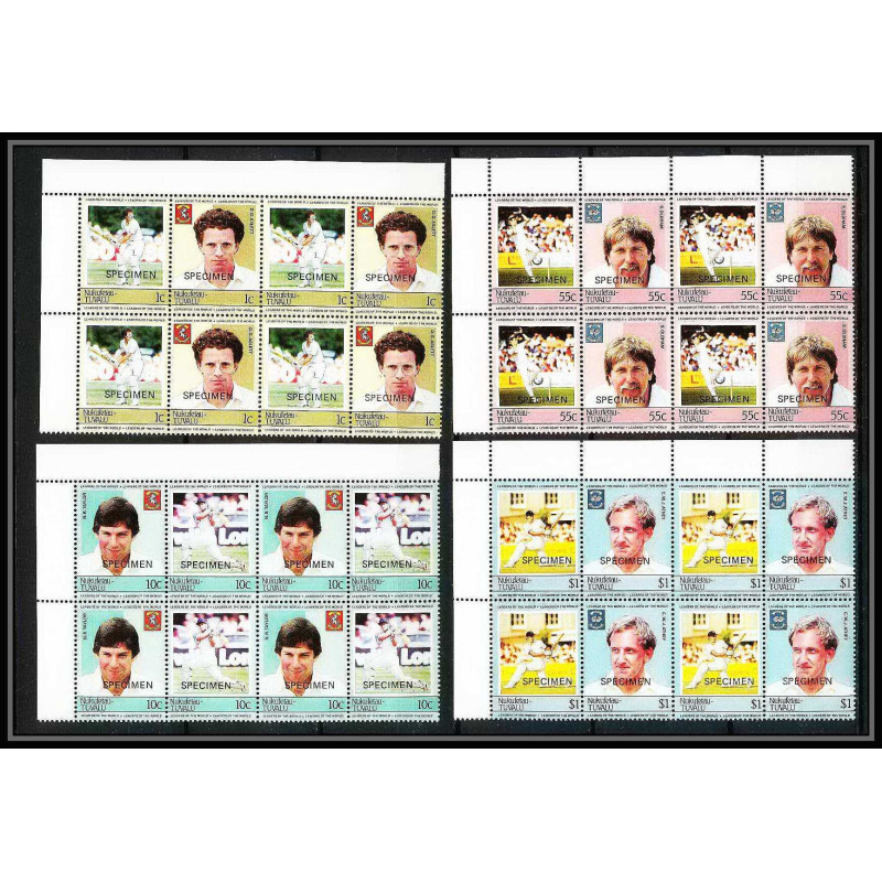 589b Nukufetau tuvalu MNH ** 1985 Mi 23-30 Sc 20-3 Bloc 4 Cricket Set Overprint specimen Proof