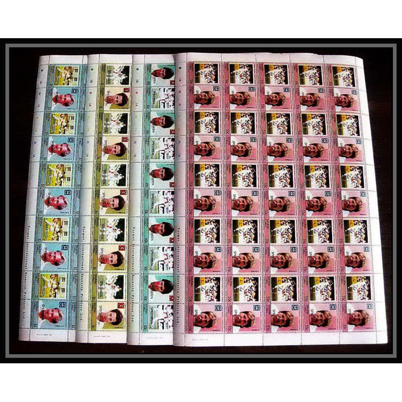 589c Nukufetau tuvalu MNH ** 1985 Mi 23-30 Sc 20 / 23 Bloc 4 Cricket Set Overprint specimen Proof feuilles sheets