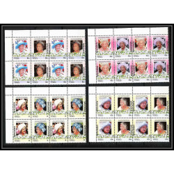 590b Nukufetau tuvalu MNH ** 1985 N° 44 / 47 Elizabeth Queen Mother Overprint specimen Proof BLOC 4