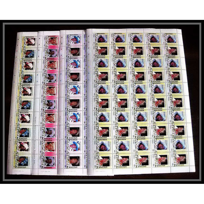 590c Nukufetau tuvalu MNH ** 1985 N° 44 / 47 Elizabeth Queen Mother Overprint specimen Proof feuilles sheets
