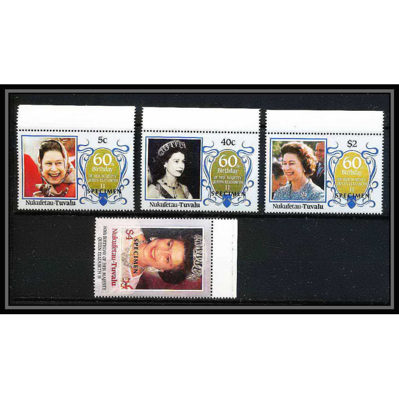 591a Nukufetau tuvalu MNH ** 1985 SC 51-55 MI no 55-62 Elizabeth Queen Mother Overprint specimen Proof