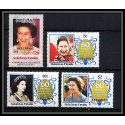 591b Nukufetau tuvalu MNH ** 1985 SC 51-55 MI 55-62 Bloc 4 Elizabeth Queen Mother Overprint specimen Proof