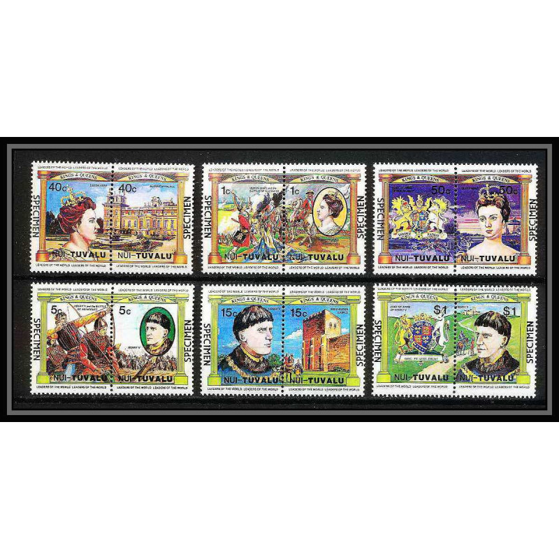 592 Nui tuvalu MNH ** 1984 SC 25-30 mi 9/20 Leaders of The World, Kings and Queens,Overprint specimen Proof