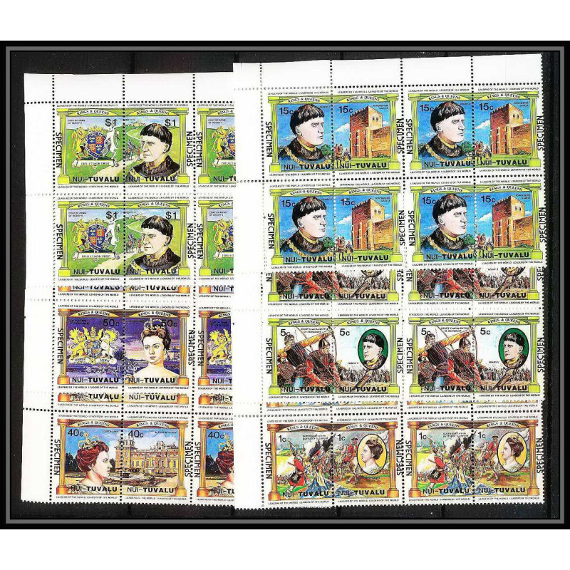 592b Nui tuvalu MNH ** 1984 SC 25-30 mi 9/20 Bloc 4 Leaders of The World, Kings and Queens,Overprint specimen Proof