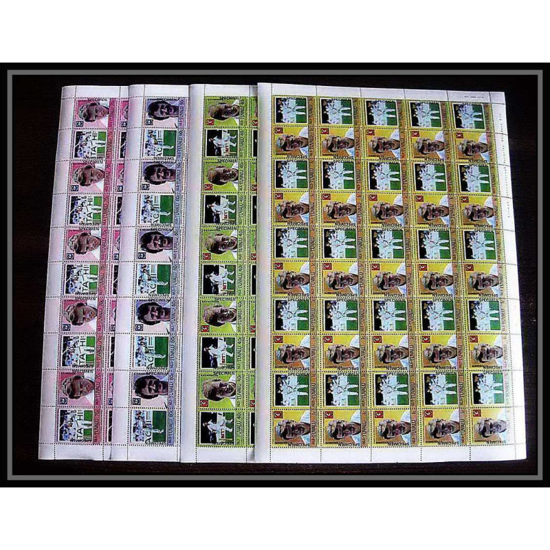 593c Nui tuvalu MNH ** 1985 MI N° 37- 44 Sc N° 41- 44 Cricket Overprint specimen Proof feuilles sheets