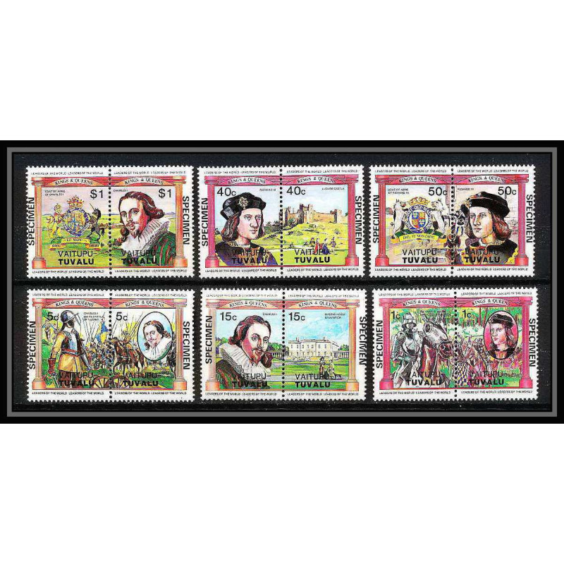 596 Vaitupu tuvalu MNH ** 1984 Sc 17-22 Mi 9-20 Kings & Queens set of 12 Overprint specimen Proof