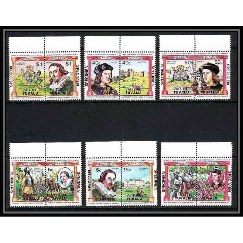 596a Vaitupu tuvalu MNH ** 1984 Sc 17-22 Mi 9-20 Kings & Queens set of 12 Overprint specimen Proof