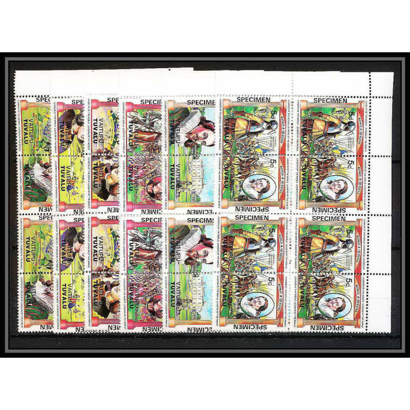 596b Vaitupu tuvalu MNH ** 1984 Sc 17-22 Mi 9-20 Bloc 4 Kings & Queens set of 12 Overprint specimen Proof