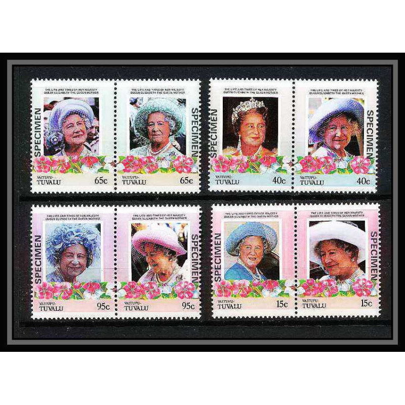 597 Vaitupu tuvalu MNH ** 1985 Mi N° 61-68 Elizabeth Queen Mother Overprint specimen Proof