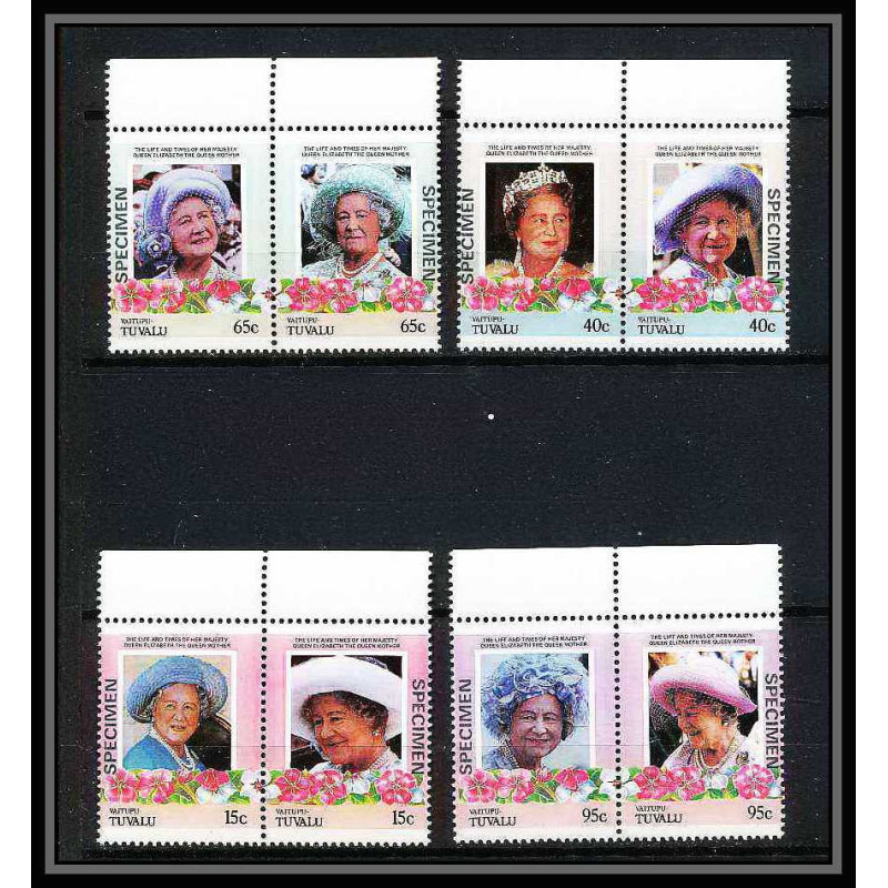 597a Vaitupu tuvalu MNH ** 1985 Mi N° 61-68 Elizabeth Queen Mother Overprint specimen Proof