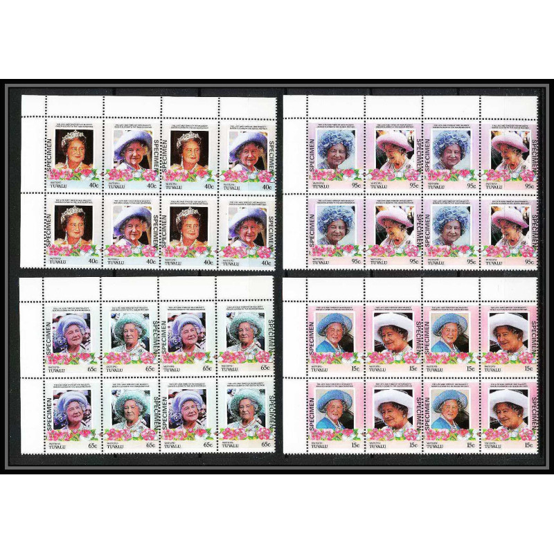 597b Vaitupu tuvalu MNH ** 1985 Mi N° 61-68 Elizabeth Queen Mother Overprint specimen Proof BLOC 4