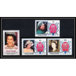 598 Vaitupu tuvalu MNH ** 1986 Sc N° 58-61 mi N° 71/74 Elizabeth Queen Mother Overprint specimen Proof