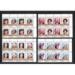 600b Nukulaelae tuvalu ** MNH 1985 N° 47-50 Elizabeth Queen Mother Overprint specimen Proof BLOC 4