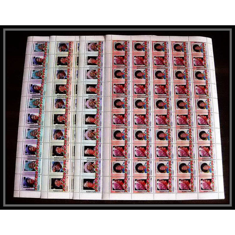 600c Nukulaelae tuvalu ** MNH 1985 N° 47-50 Elizabeth Queen Mother Overprint specimen Proof feuilles sheets