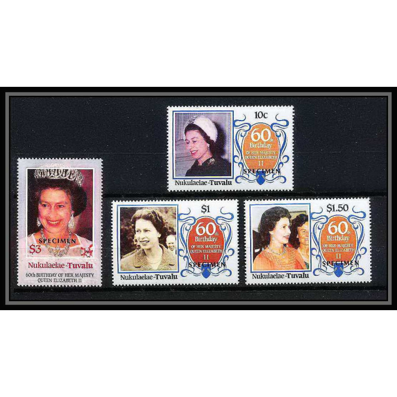 601 Nukulaelae tuvalu ** MNH 1986 Scott N° 54 57 mi N° 75 / 78 Elizabeth Queen Mother Overprint specimen Proof