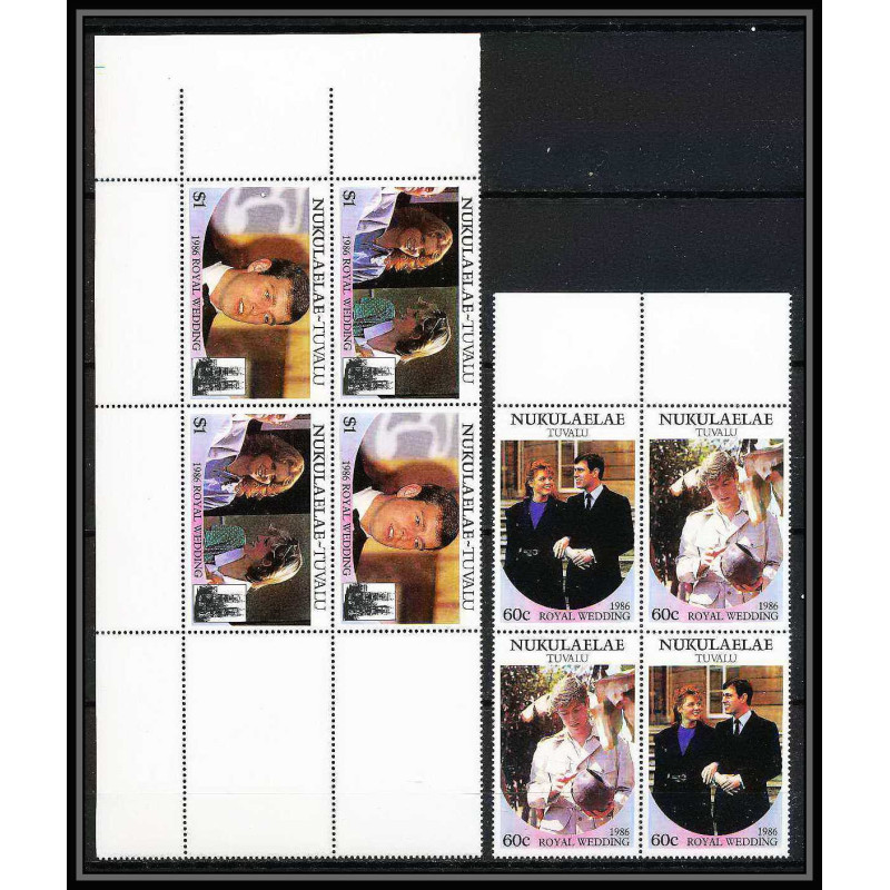 603a Nukulaelae tuvalu ** MNH Sc N° 61/62 royal Wedding of Prince Andrew and Sarah Ferguson 1986