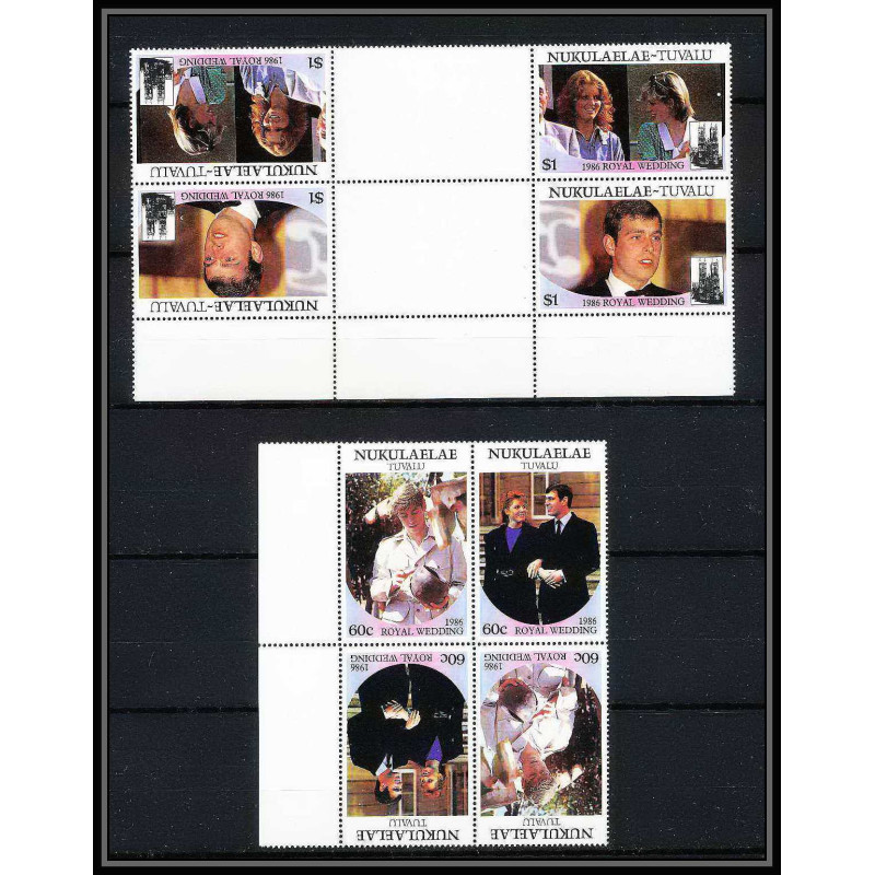 603b Nukulaelae tuvalu ** MNH Sc N° 61/62 royal Wedding of Prince Andrew and Sarah Ferguson 1986 TETE BECHE