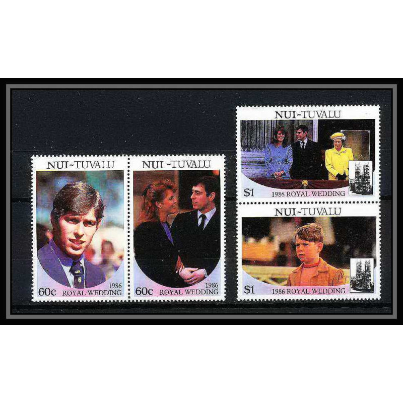 604a Nui tuvalu MNH ** Sc N° 66/67 Royal Wedding of Prince Andrew and Sarah Ferguson 
