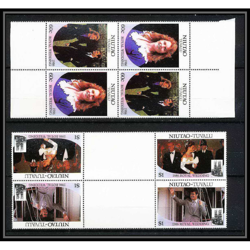 607 Niutao tuvalu ** MNH Sc N° 52 / 53 Royal Wedding of Prince Andrew and Sarah Ferguson tete beche