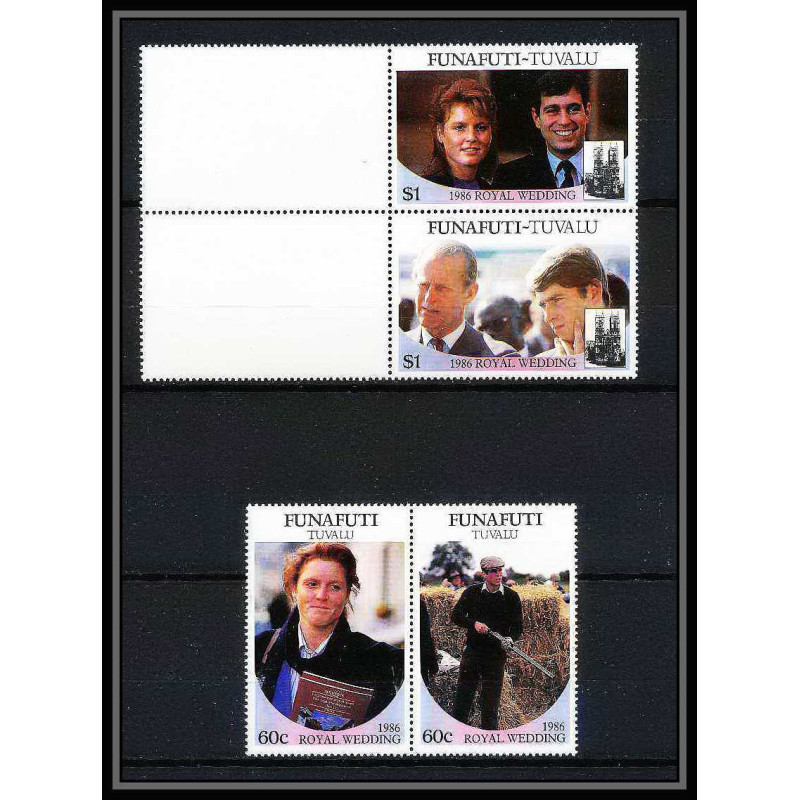609 Funafuti tuvalu ** MNH Sc N° 57 / 60 Royal Wedding of Prince Andrew and Sarah Ferguson 