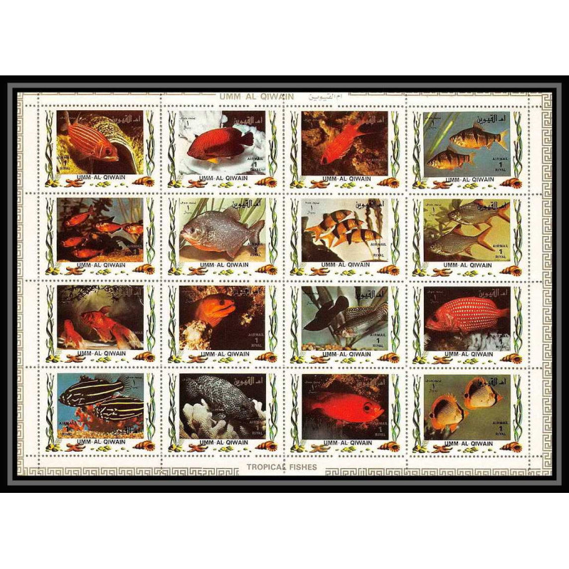 612 - Umm al Qiwain MNH ** Mi N° 1466 / 1481 A Bloc poissons (tropical Fish poisson fishes) 
