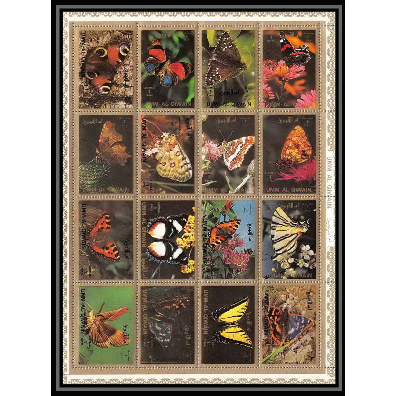 613 - Umm al Qiwain MNH ** Mi N° 1498 / 1513 A Bloc papillons (moths and butterflies papillon)