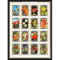 614 - Umm al Qiwain MNH ** Mi N° 1034 / 1049 A Bloc fleurs flowers orchidées orchid orchids