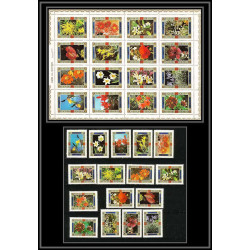 614b - Umm al Qiwain MNH ** Mi N° 1034 / 1049 A + Bloc fleurs flowers orchidées orchid orchids