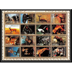 615 - Ajman - MNH ** Mi N° 2685 / 2700 A Bloc animals animaux mammal singes (singe monkeys guepard éléphants singes