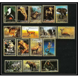 615a - Ajman - MNH ** Mi N° 2685 / 2700 A animals animaux mammal singes (singe monkeys guepard éléphants singes